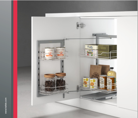 HÄFELE DOLCE 2-Tier Pull-Out Swing Pantry Basket (SKU 548.65.006)